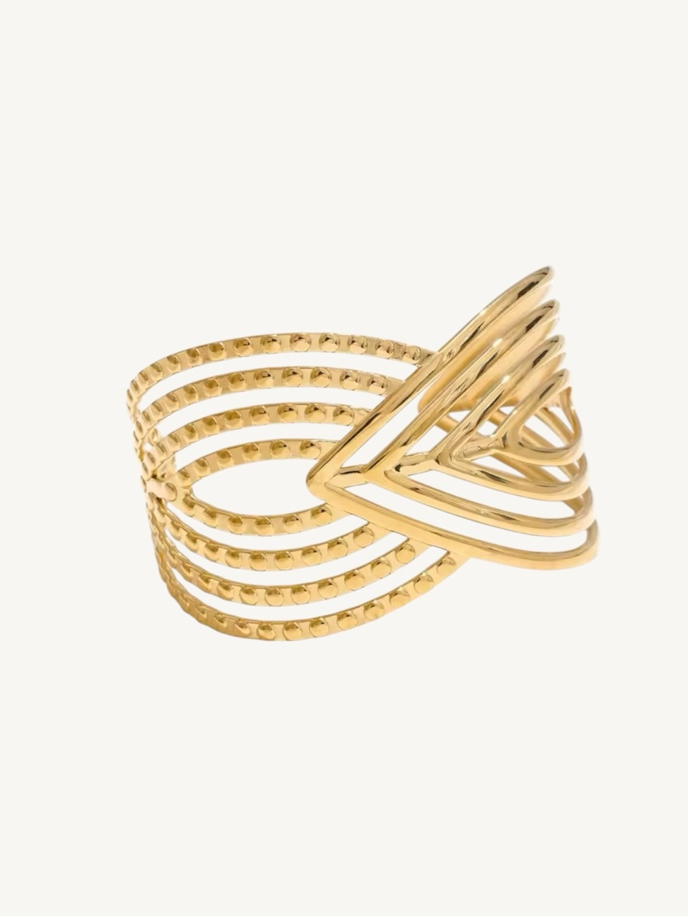 Multi-Strand Geometric Open Cuff Bracelet – 18K PVD Gold or Silver